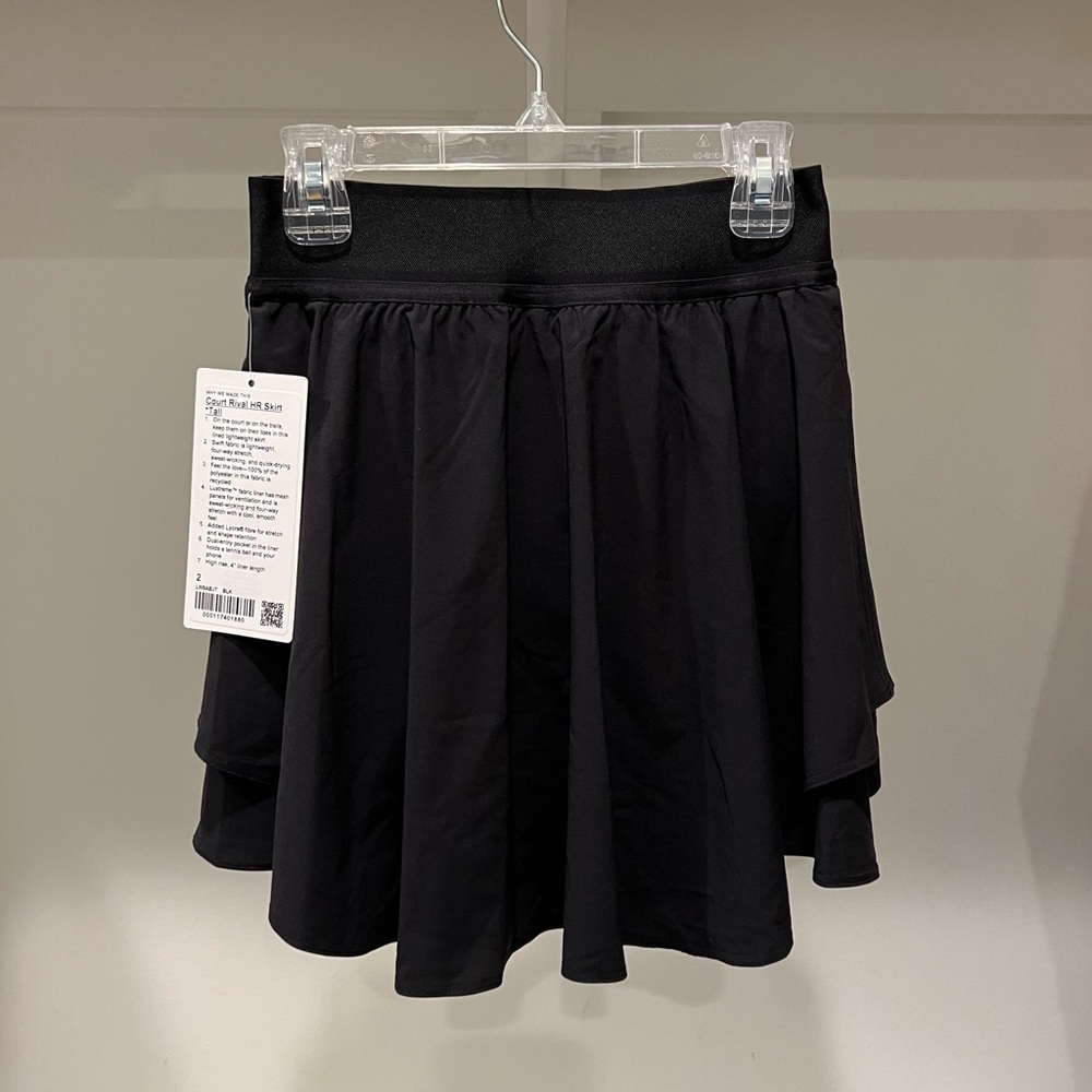 NWT Lululemon Court Rival HR Tennis Skirt ~ Sz 2 TALL ~ Black